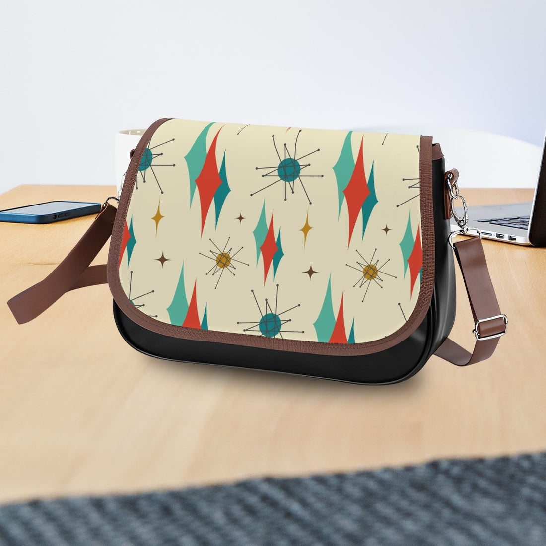 Mid Century Modern Franciscan Starburst Retro Shoulder Crossbody Bag - Mid Century Modern Gal