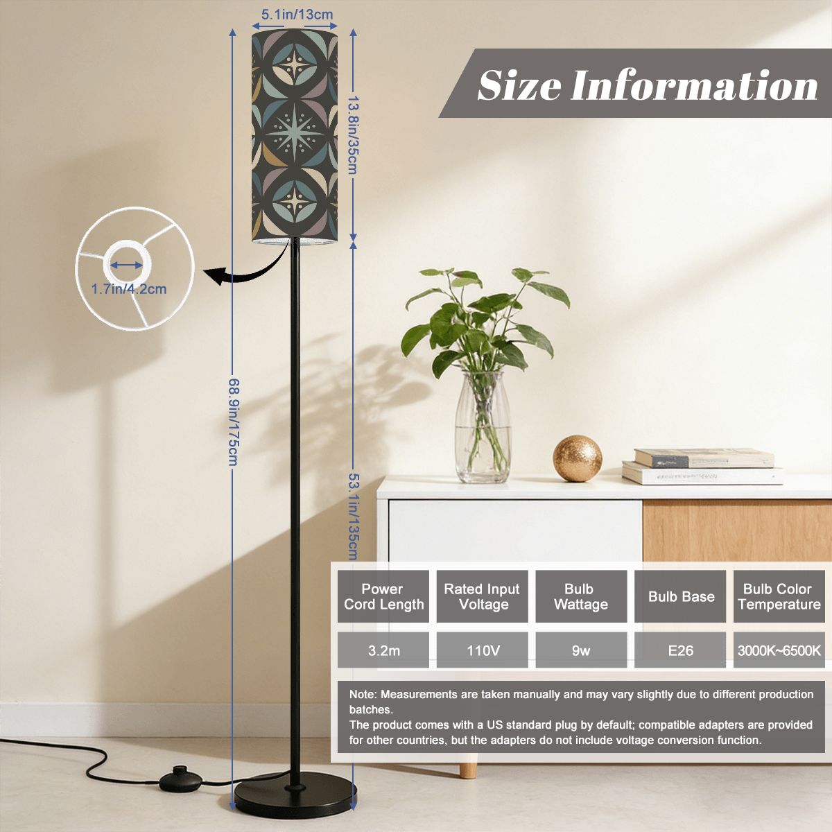 Mid Century Modern Elegant Gray Geometric Starburst Slim Floor Lamp - Mid Century Modern Gal
