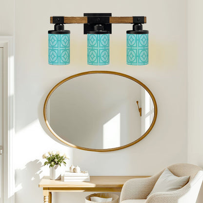 Breeze Block Mid Century Modern Blue Retro Mod Vanity Light Fixture - Mid Century Modern Gal