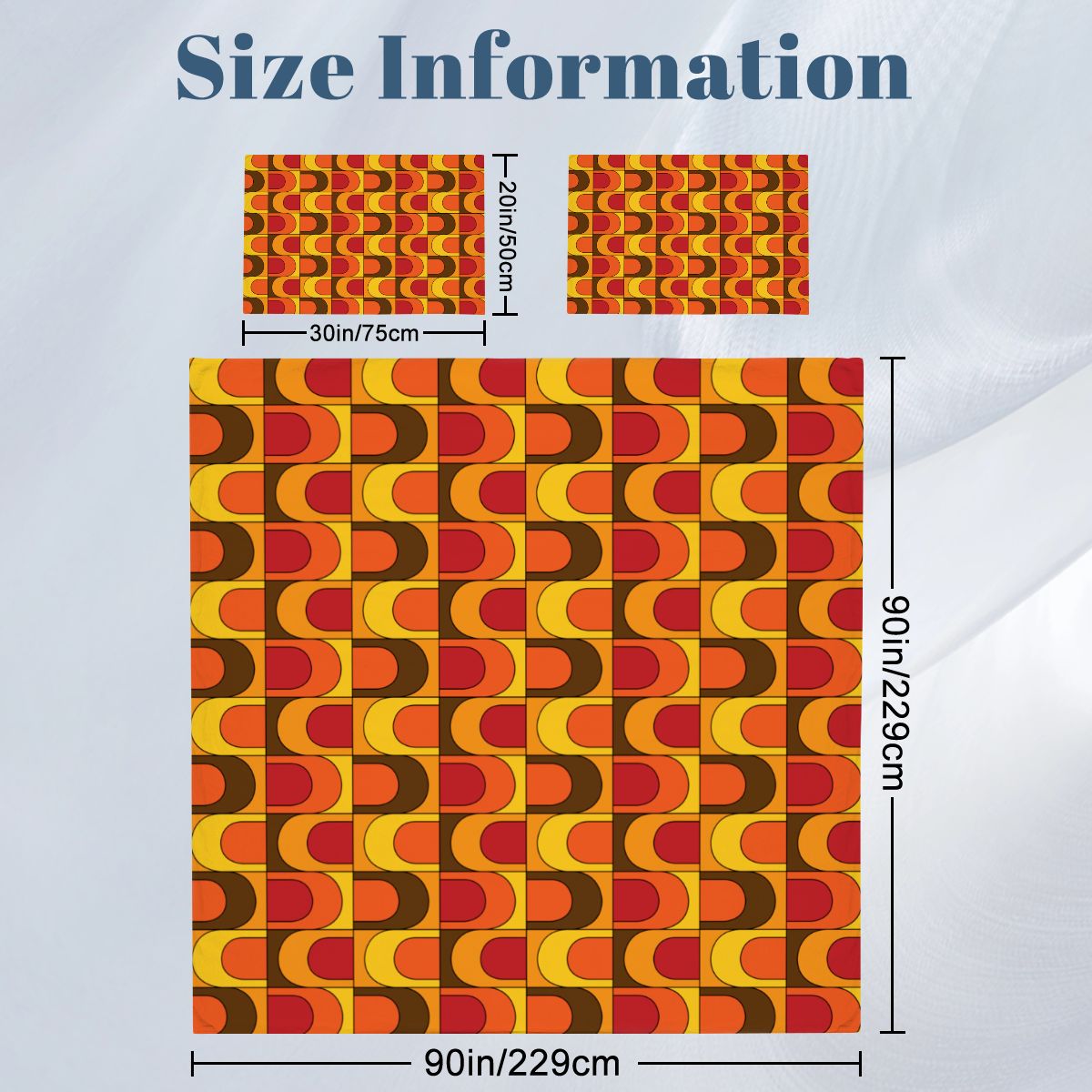 Retro 70s Mid Mod Groovy Orange, Brown Yellow, Red, MCM Queen Duvet Cover Set - Mid Century Modern Gal