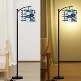 Scandinavian Flora Hygee Nordi Modern Danish Orange Blue Retro Flower Arc MCM Floor Lamp - Mid Century Modern Gal