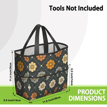 Scandinavian Floral, Mustard Yellow, Gray Mid Century Modern Garden Tool Bag - Mid Century Modern Gal
