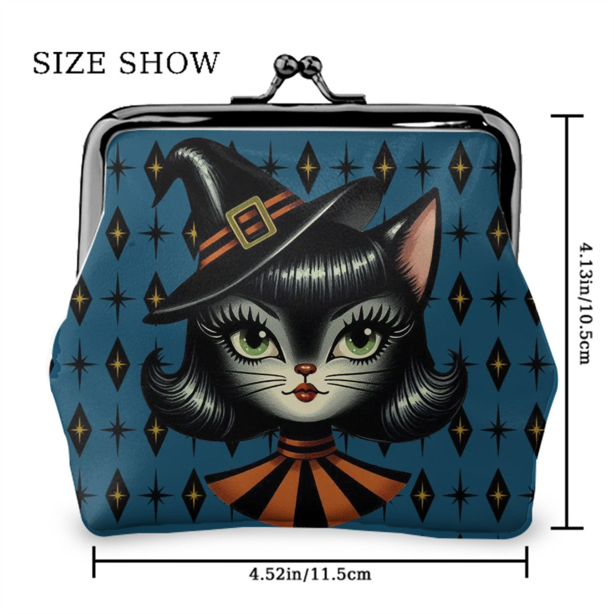 Vintage Halloween Black Cat Sexy Sexton Mid Century Modern Blue Coin Purse - Mid Century Modern Gal