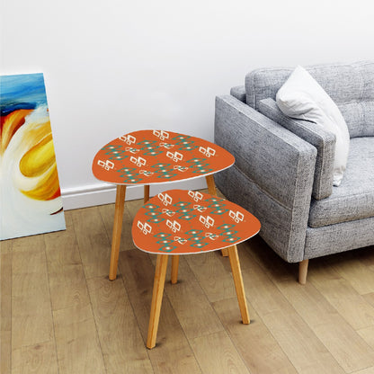 Mid Century Modern Furniture, Sinatra Orange, Teal Geometric Mid Mod Nesting Tables - Mid Century Modern Gal