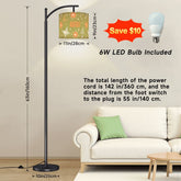 Atomic Space Mid Century Modern Arc Floor Lamp, Orange Boomerang, Green Starbursts - Mid Century Modern Gal
