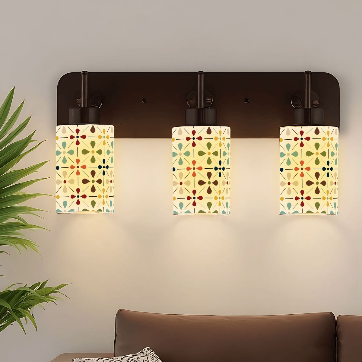 Modern Danish Scandinavian Flora Glass Cylindrical Lampshades - Mid Century Modern Gal