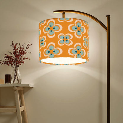 Mid Century Modern Scandinavian Modern Danish Orange, Blue Floral MCM Lamp SHADE ONLY - For Arc Floor Lamps Only - Mid Century Modern Gal