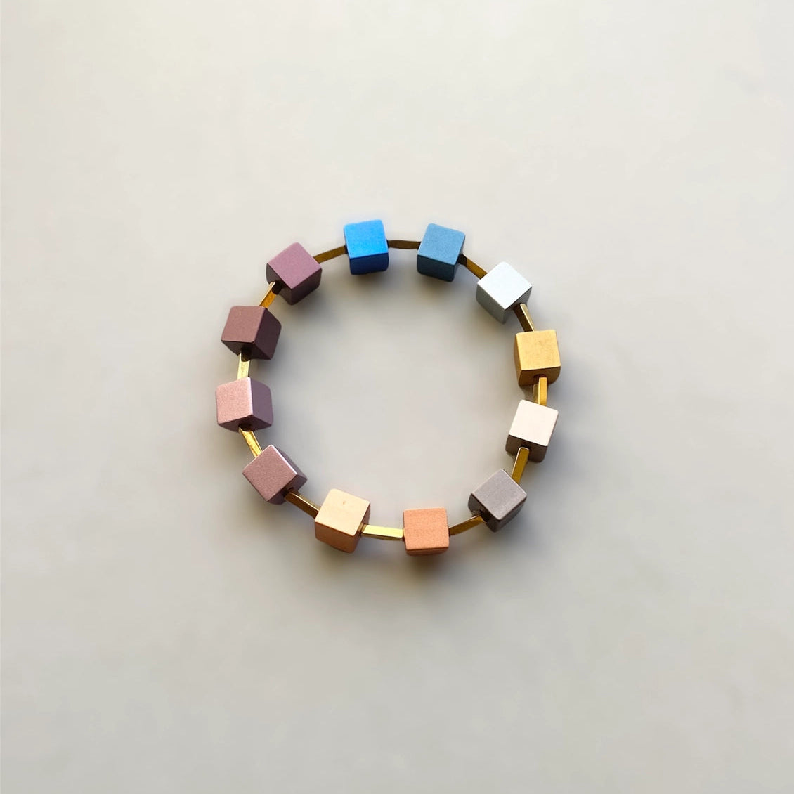 Aluminum Hematite Cube Bracelet - Orchid - Mid Century Modern Gal