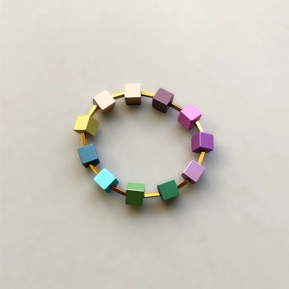 Aluminum Hematite Cube Bracelet - Spearmint - Mid Century Modern Gal