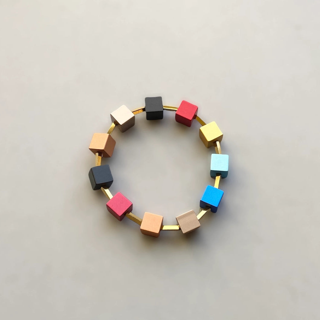 Aluminum Hematite Cube Bracelet - Tomato - Mid Century Modern Gal