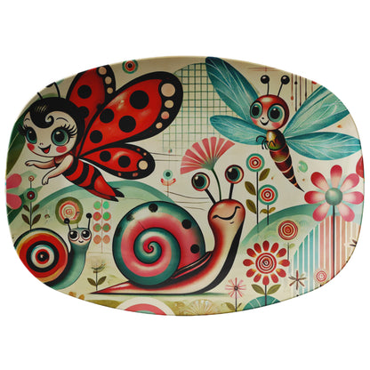 Anthropomorphic Pixies Whimiscal Garden 50s Mid Century Modern Platter - Mid Century Modern Gal