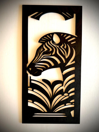 Art Deco Style Zebra 3-Panel Wood Wall Art