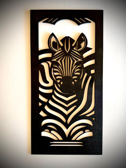 Art Deco Style Zebra 3-Panel Wood Wall Art