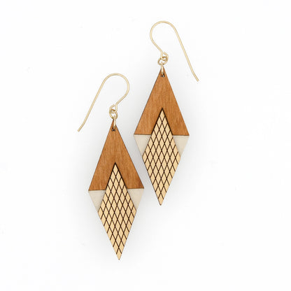 Art Deco Diamond Earrings · Intricate · MCM · Wood - Bone - Mid Century Modern Gal