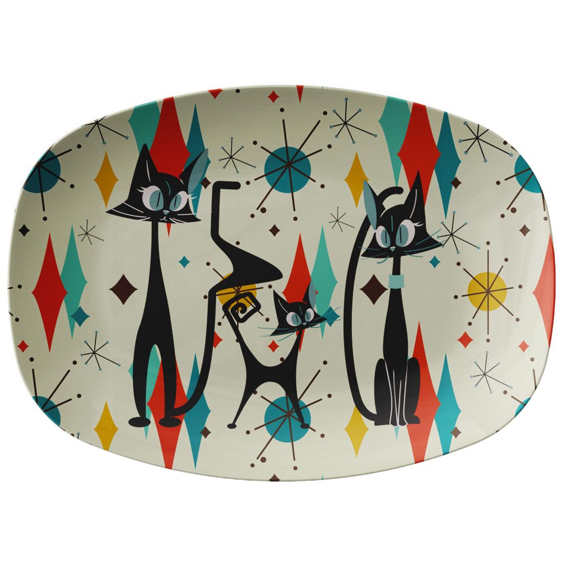Atomic Cat Mid Century Modern Atomic Cats Franiscan Starburst Party Platter - Mid Century Modern Gal
