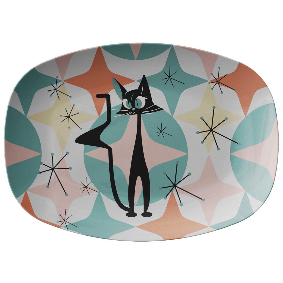 Atomic Cat Mid Century Modern Retro Party Platter, Summer Entertaining, Kitschy 50s Style By Mid Century Modern Gal - Mid Century Modern Gal