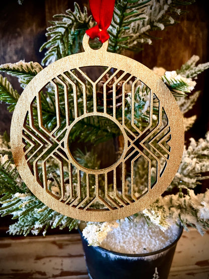Boho Modern Art Deco Geometric Wood Ornament, Style B