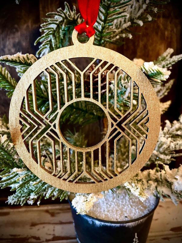 Boho Modern Art Deco Geometric Wood Ornament, Style B