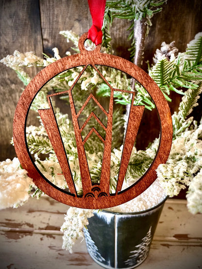 Boho Modern Art Deco Marquee Wood Christmas Ornaments