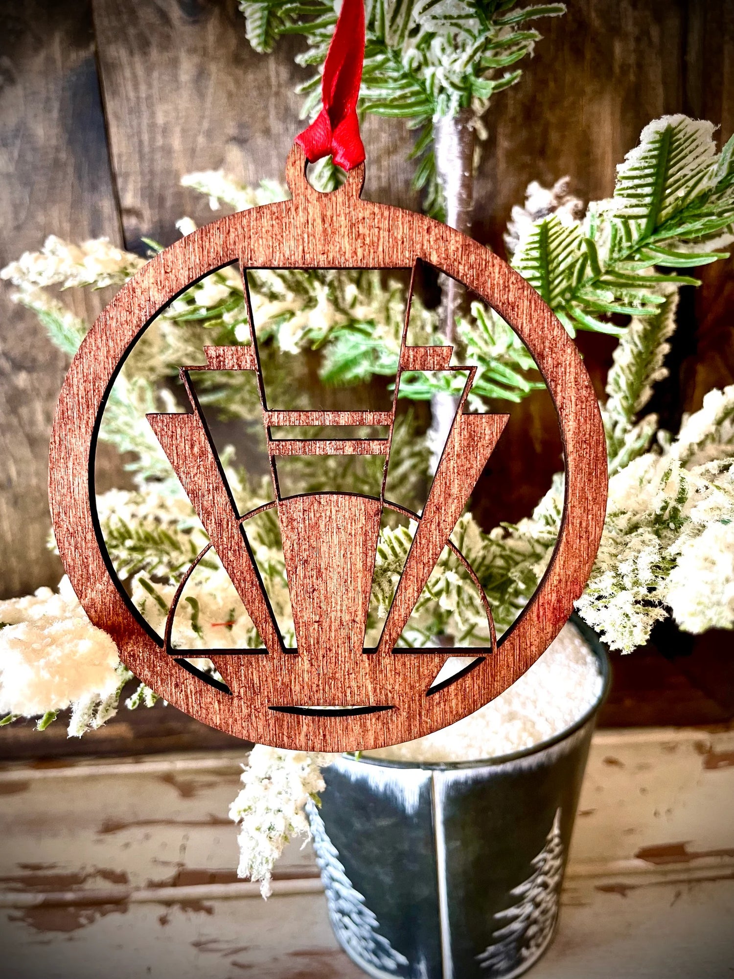 Boho Modern Art Deco Marquee Wood Christmas Ornaments
