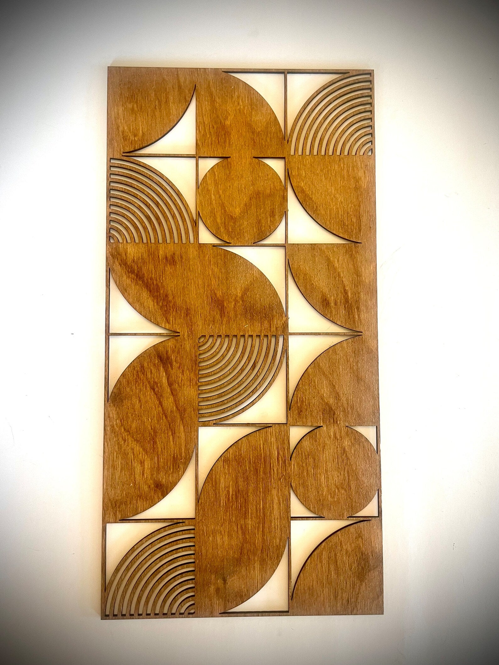 Boho Modern Bauhaus Style 3-Panel Wood Wall Art, Set A