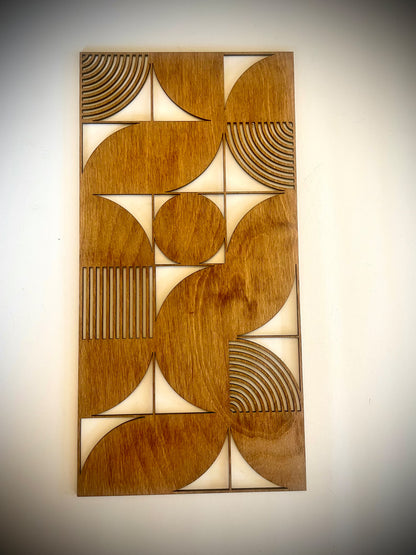 Boho Modern Bauhaus Style 3-Panel Wood Wall Art, Set A