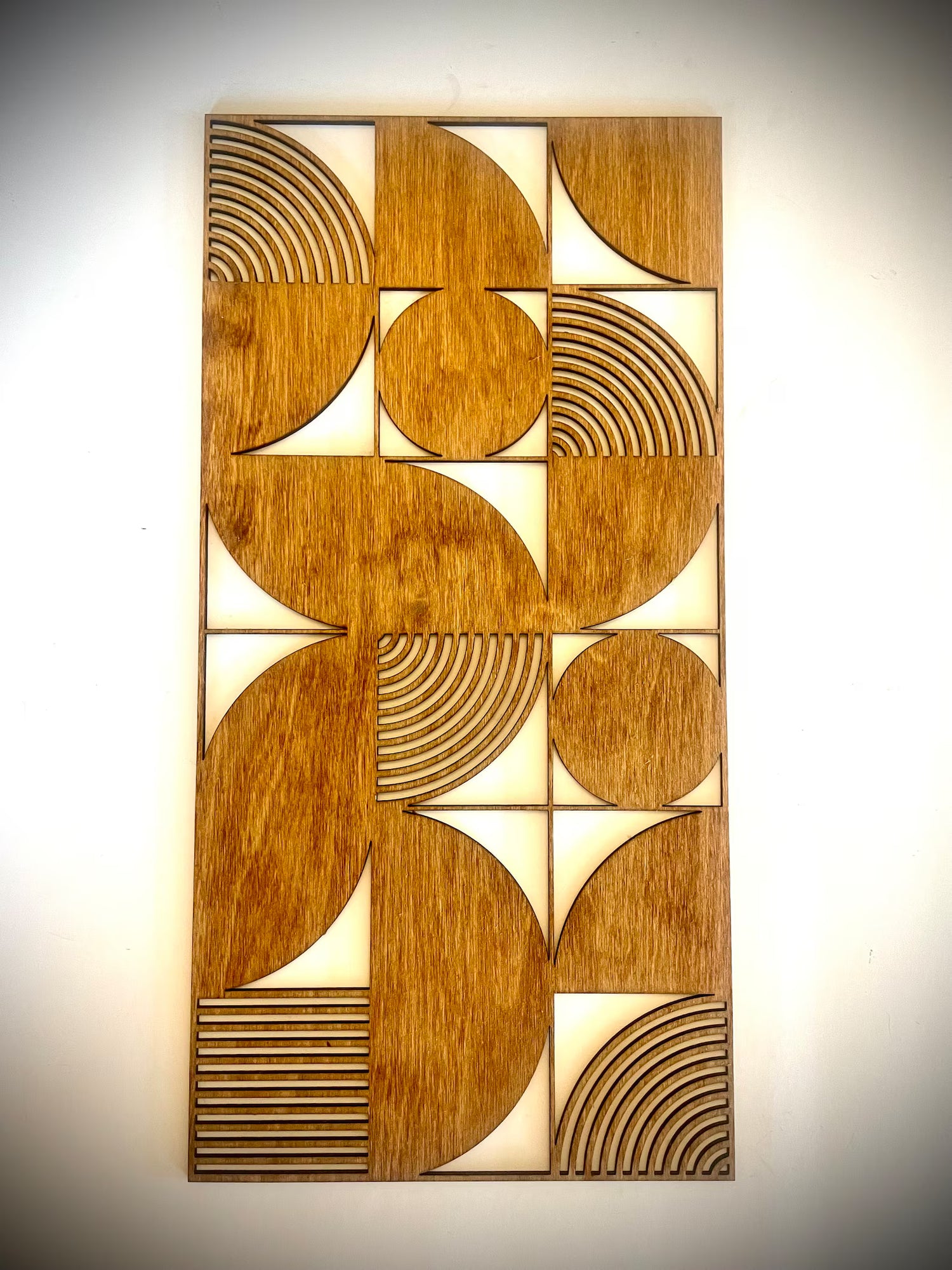 Boho Modern Bauhaus Style 3-Panel Wood Wall Art, Set A