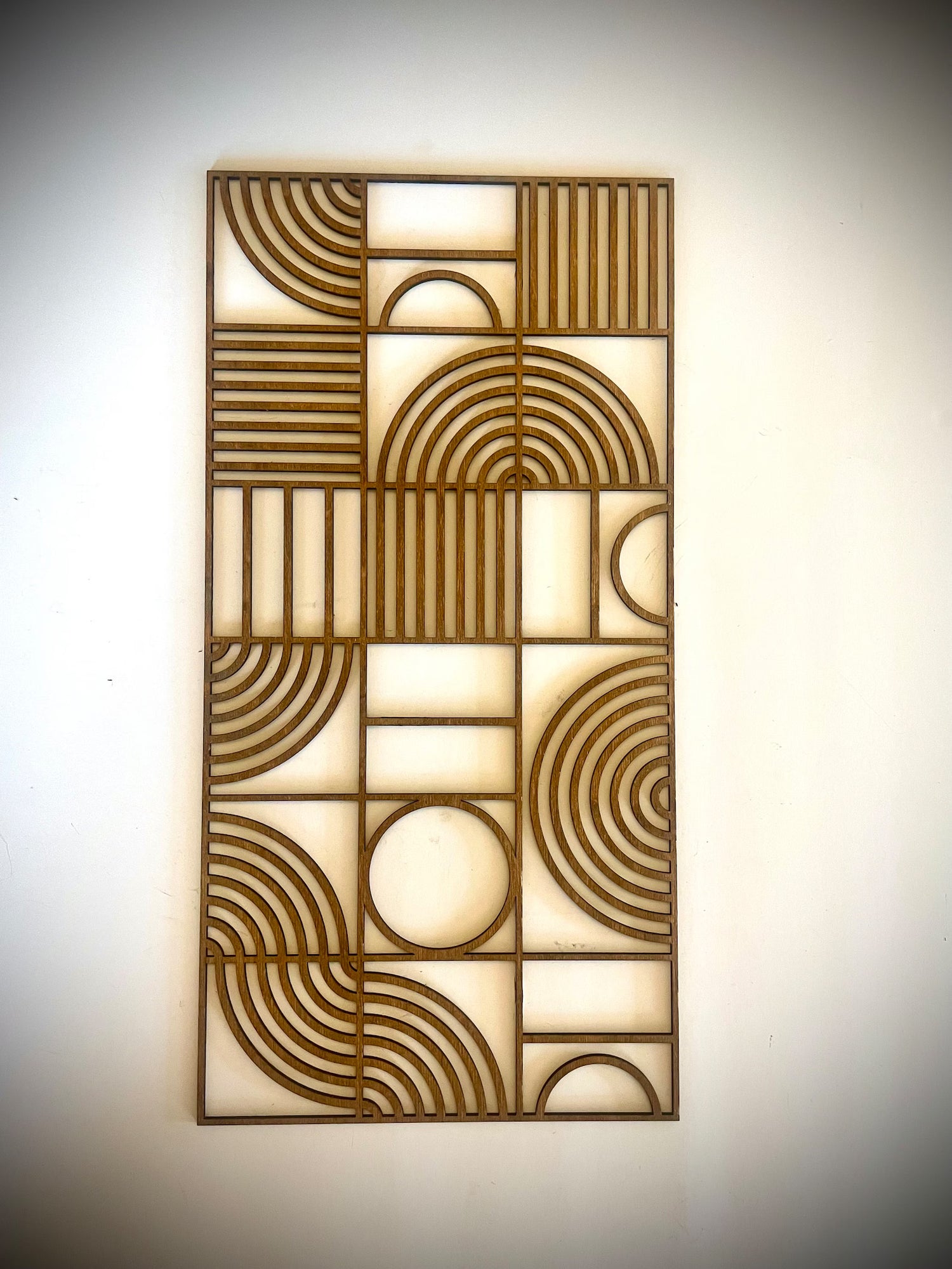 Boho Modern Bauhaus Style 3-Panel Wood Wall Art, Set B