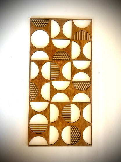 Boho Modern Bauhaus Style 3-Panel Wood Wall Art, Set B