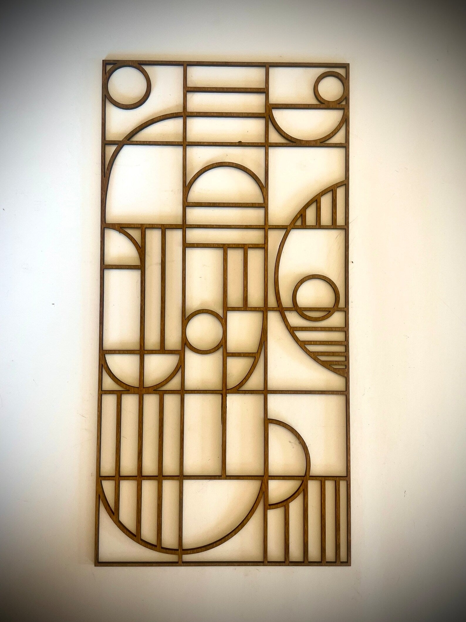Boho Modern Bauhaus Style 3-Panel Wood Wall Art, Set B