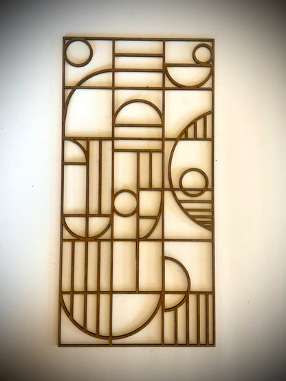 Boho Modern Bauhaus Style 3-Panel Wood Wall Art, Set B