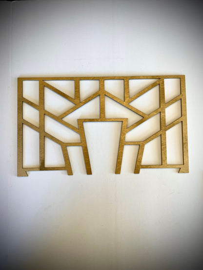 Boho Modern Frank Lloyd Wright-Inspired Art Deco 2-Panel Framed Marquee Wood Wall Art