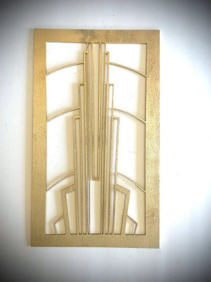 Boho Modern Frank Lloyd Wright-Inspired Art Deco 5-Panel Wood Wall Art, Set V
