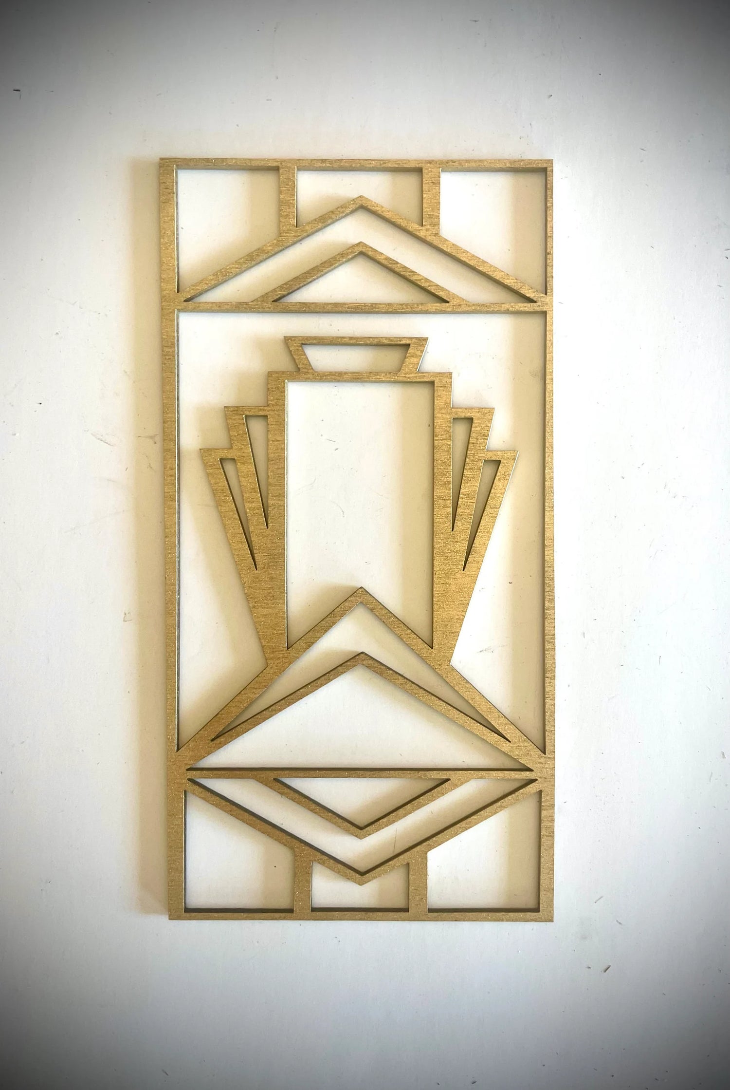 Boho Modern Frank Lloyd Wright-Inspired Art Deco 5-Panel Wood Wall Art, Set V