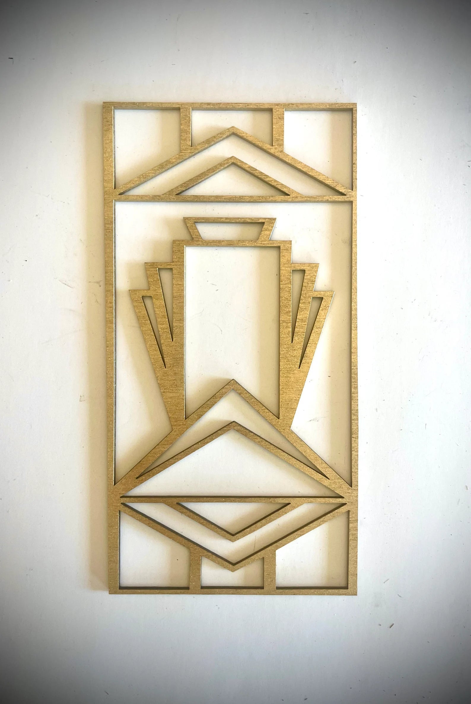 Boho Modern Frank Lloyd Wright-Inspired Art Deco 5-Panel Wood Wall Art, Set V