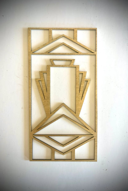 Boho Modern Frank Lloyd Wright-Inspired Art Deco 5-Panel Wood Wall Art, Set V