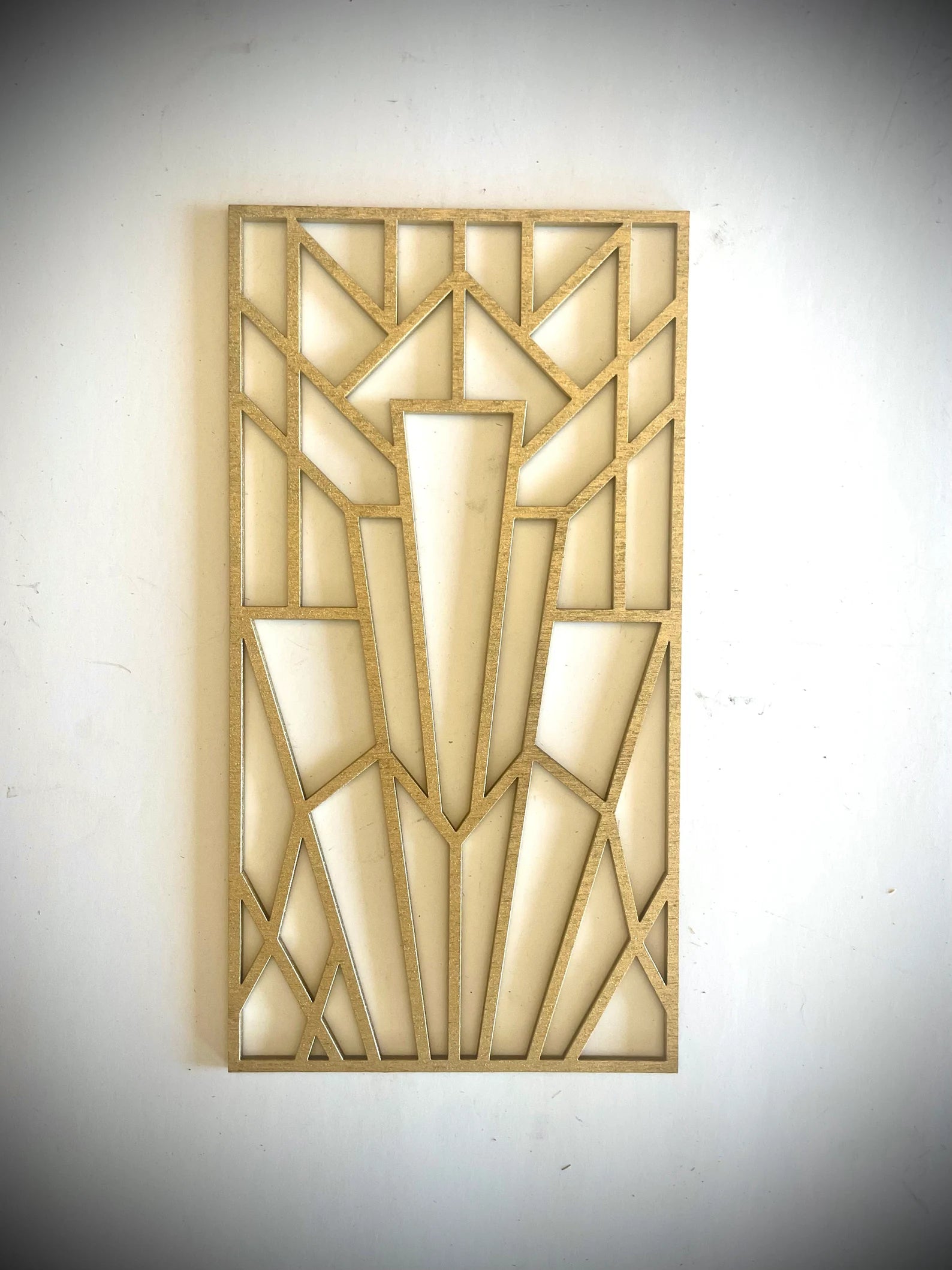 Boho Modern Frank Lloyd Wright-Inspired Art Deco 5-Panel Wood Wall Art, Set V