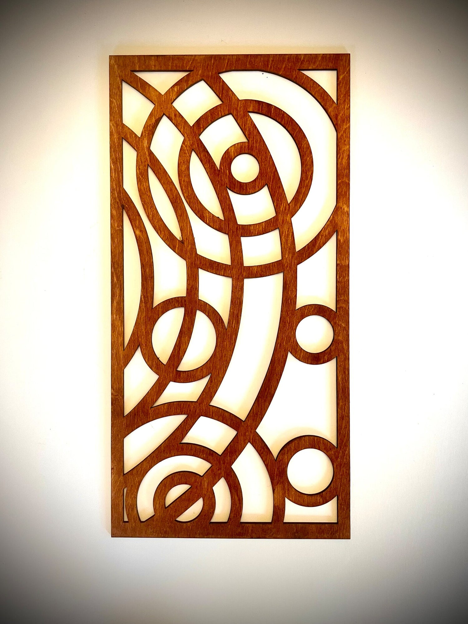 Boho Modern Frank Lloyd Wright-Inspired Art Deco Circles 4-Panel Wood Wall Art, Set O
