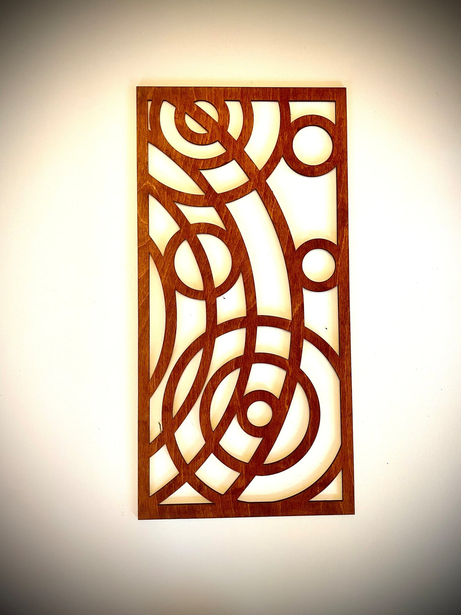 Boho Modern Frank Lloyd Wright-Inspired Art Deco Circles 4-Panel Wood Wall Art, Set O