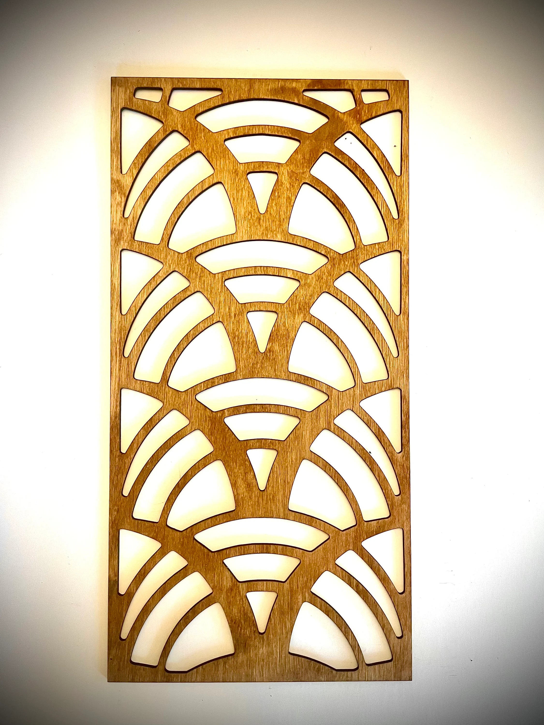 Boho Modern Frank Lloyd Wright-Inspired Art Deco Curves 3-Panel Wood Wall Art, Set P