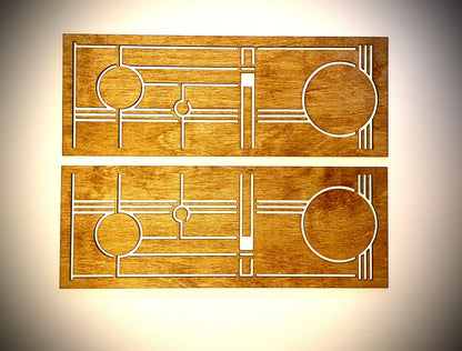 Boho Modern Frank Lloyd Wright-Inspired Art Deco Geometry 2-Panel Wood Wall Art, Set E