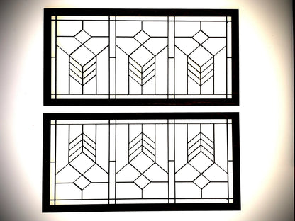 Boho Modern Frank Lloyd Wright-Inspired Art Deco Geometry 2-Panel Wood Wall Art, Set D