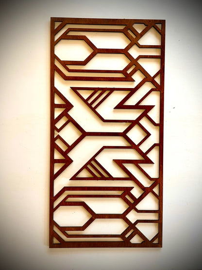 Boho Modern Frank Lloyd Wright-Inspired Art Deco Geometry 2-Panel Wood Wall Art, Set N