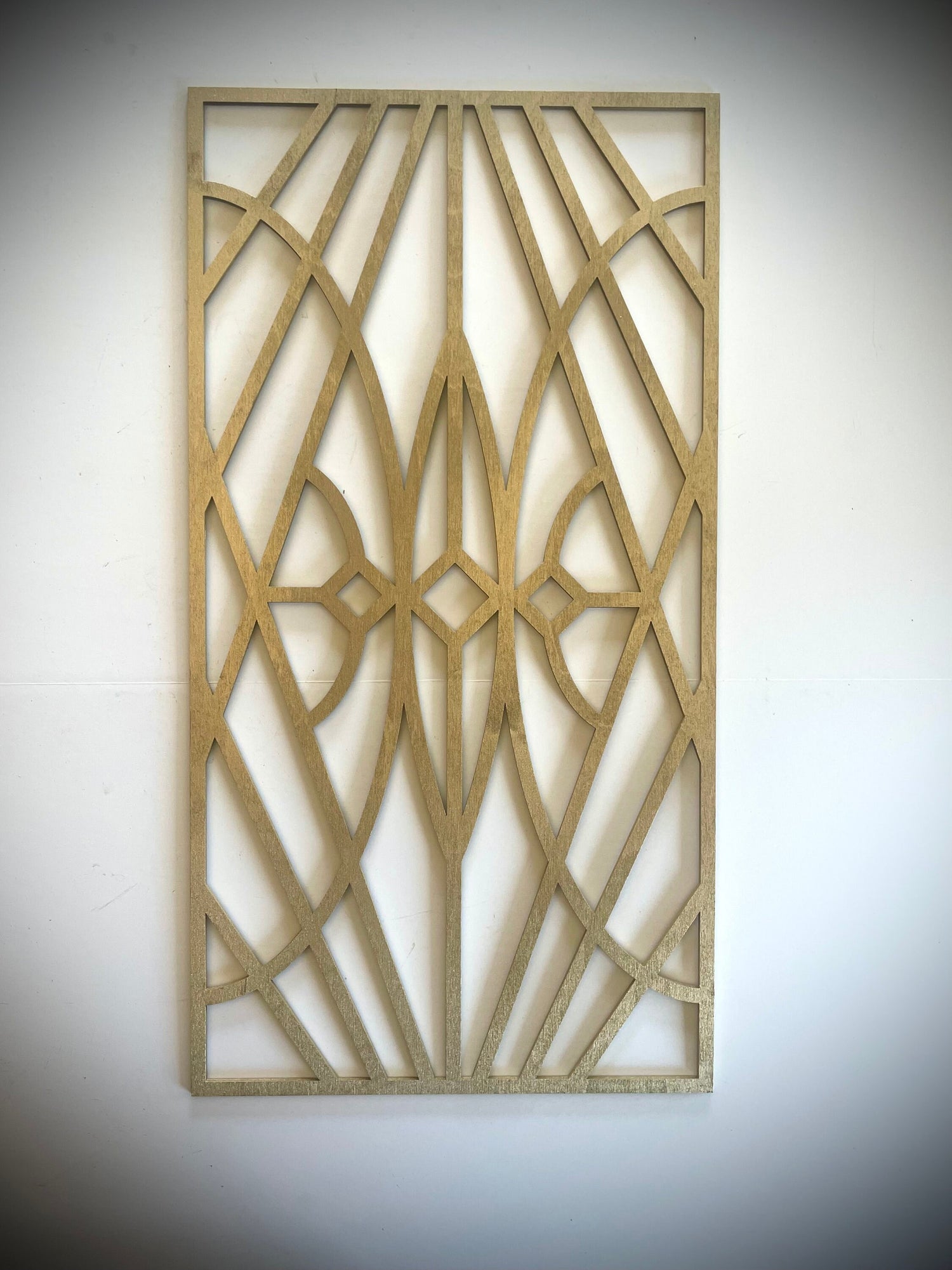 Boho Modern Frank Lloyd Wright-Inspired Art Deco Geometry 2-Panel Wood Wall Art, Set T
