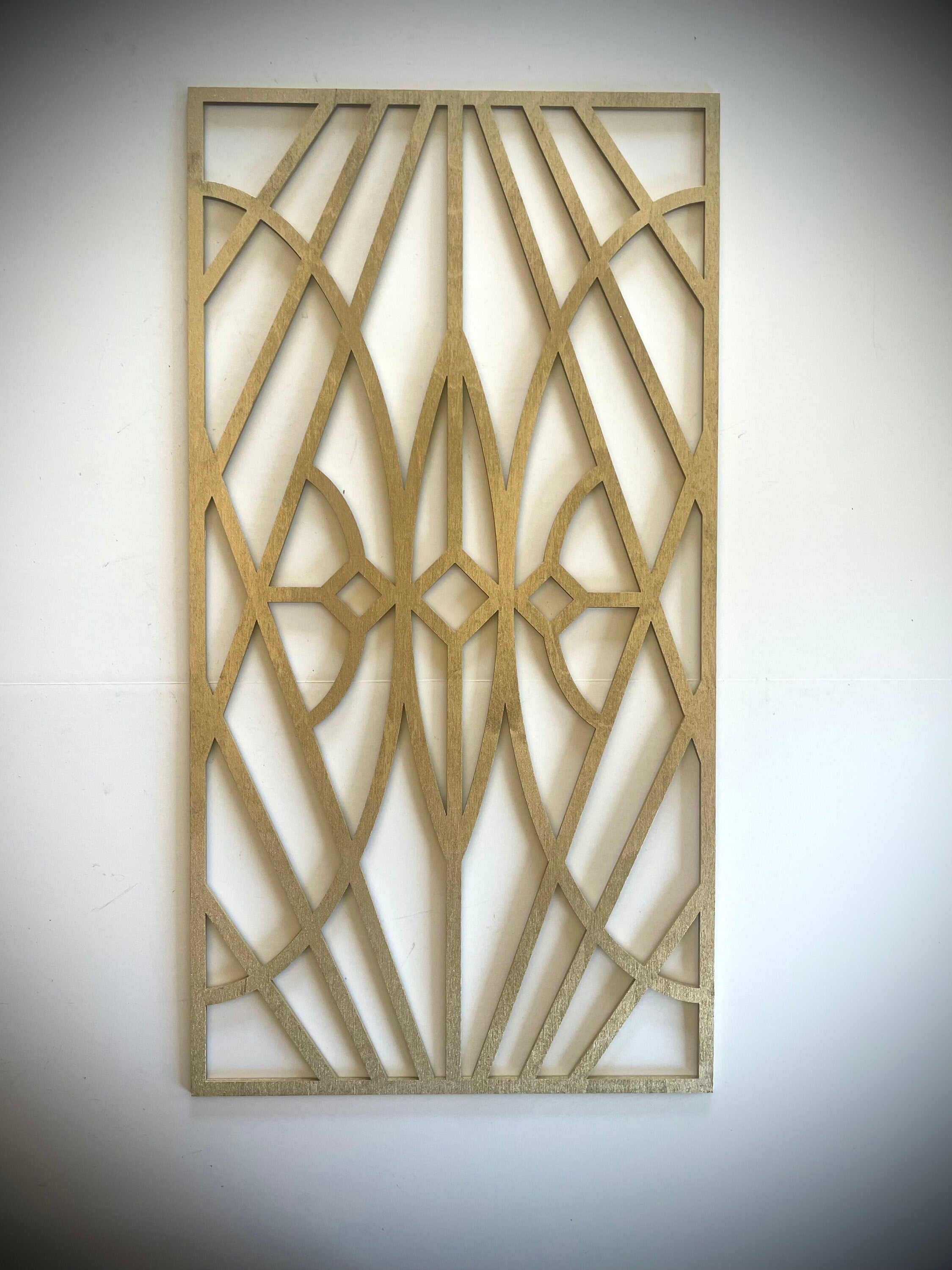 Boho Modern Frank Lloyd Wright-Inspired Art Deco Geometry 2-Panel Wood Wall Art, Set T