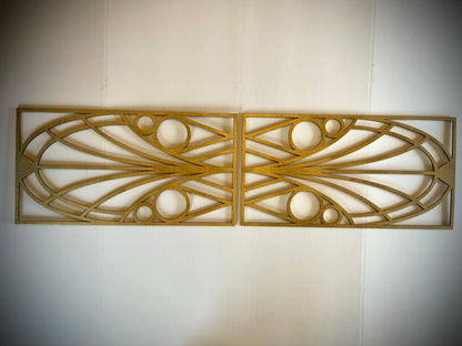 Boho Modern Frank Lloyd Wright-Inspired Art Deco Geometry 2-Panel Wood Wall Art, Set Y
