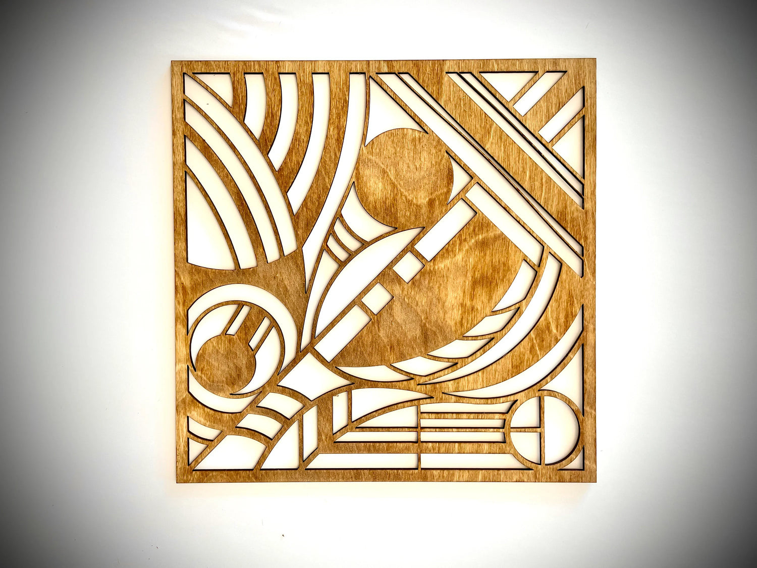 Boho Modern Frank Lloyd Wright-Inspired Art Deco Geometry 3-Panel Wood Wall Art, Set C
