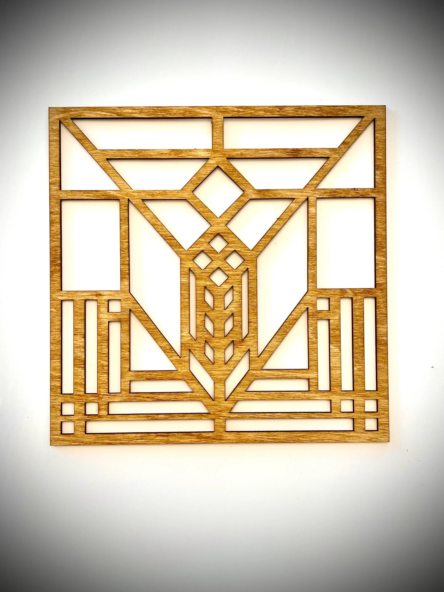 Boho Modern Frank Lloyd Wright-Inspired Art Deco Geometry 3-Panel Wood Wall Art, Set C
