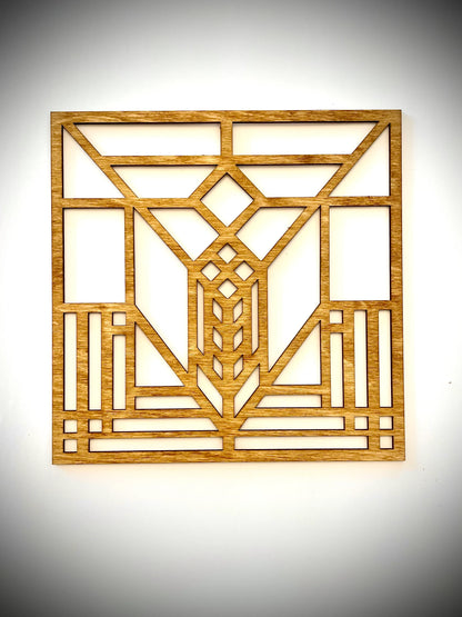 Boho Modern Frank Lloyd Wright-Inspired Art Deco Geometry 3-Panel Wood Wall Art, Set C