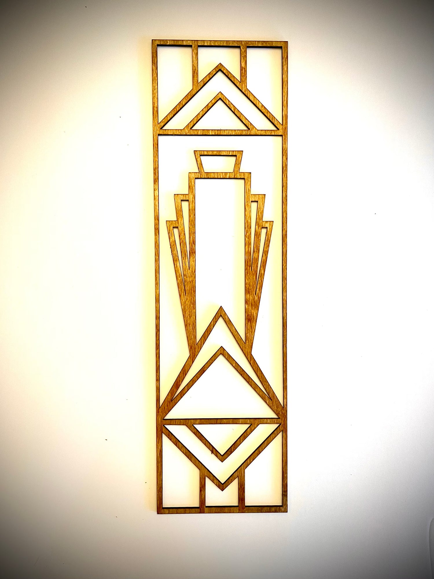 Boho Modern Frank Lloyd Wright-Inspired Art Deco Geometry 3-Panel Wood Wall Art, Set H